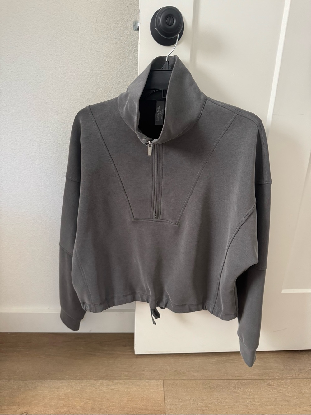 Sweaty Betty Charcoal Gray Zip-Neck Pullover